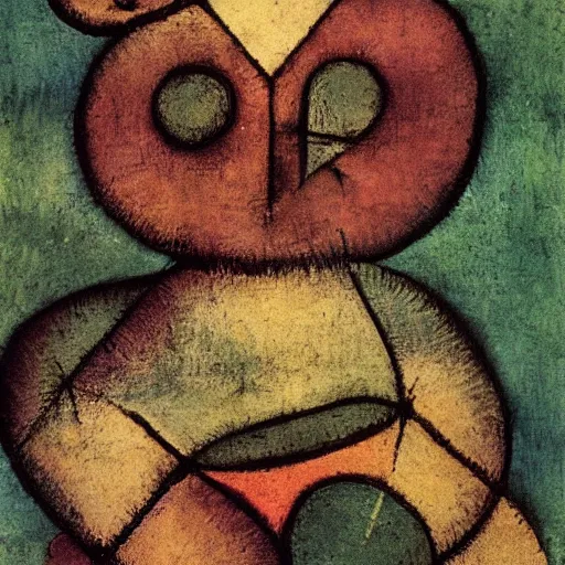 Prompt: mouse holding a drum, sitting in the forrest, medieval portrait, by paul klee, close up