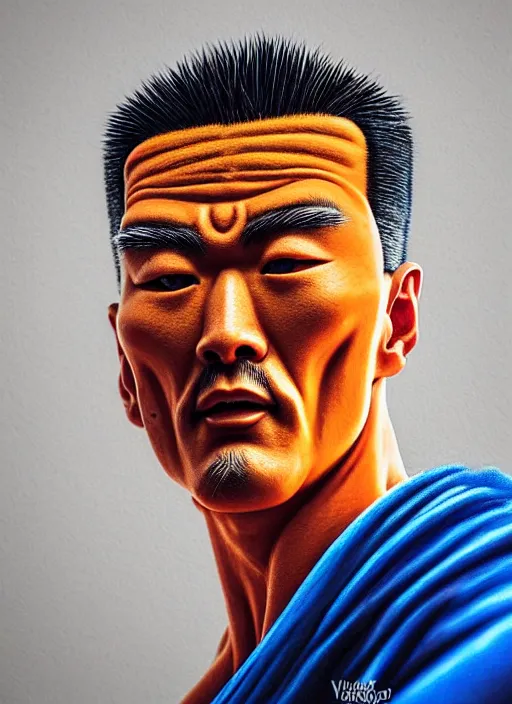 Prompt: highly detailed portrait of sangoku, photographic realistic background, by manny valerio, by jose torres, by royal jafarov, by dustin hobert, trending on instagram, award winning details