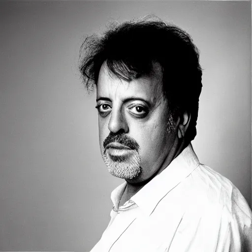 Prompt: billy joel portrait from the 7 0's, black and white