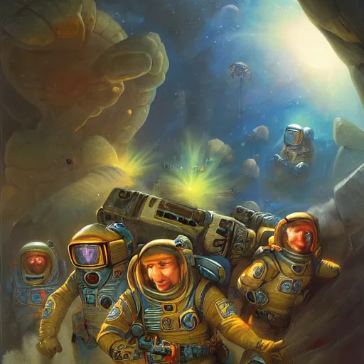 Image similar to space miners by justin gerard, deviantart