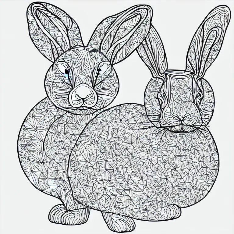 Image similar to beautiful rabbit, ornamental, fractal, line art, vector, outline, simplified, colouring page