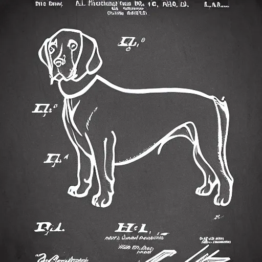 Prompt: patent drawing of a labrador dog