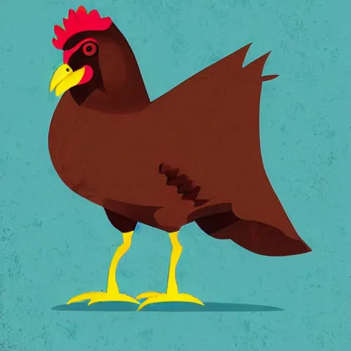 Prompt: retro sci - fi, 2 d flat illustration, very wise chicken, highly detailed