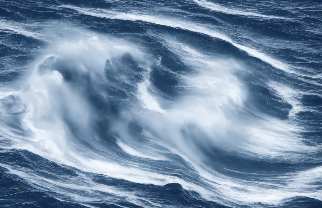 Prompt: giant wave at shipstern's bluff ; cosmic wave ripples space time ; wave photo ; deepspace ; astro