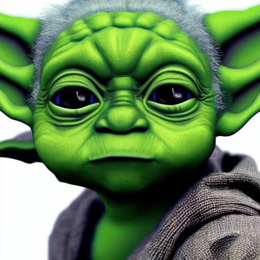 Image similar to Morgan Freeman as a baby Yoda digital art 4k detailed super realistic