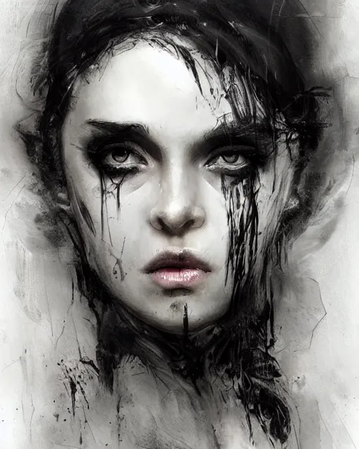 Prompt: portrait of demon girl, dreamy and ethereal, expressive pose, big black eyes, exciting expression, fantasy, intricate, elegant, dark and moody smoke, highly detailed, digital painting, artstation, concept art, smooth, sharp focus, illustration, art by guy denning