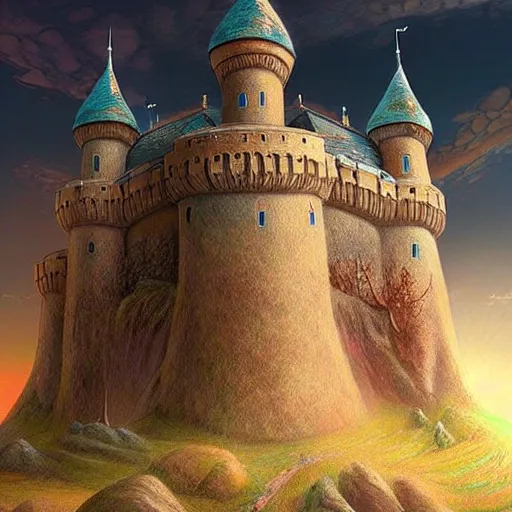 Image similar to “A beautiful artwork of a celestial castle, photorealistic, very detailed, 8k, trending on Artstation.”