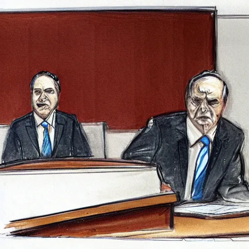 Image similar to water - pipe testifying in court, courtroom sketch