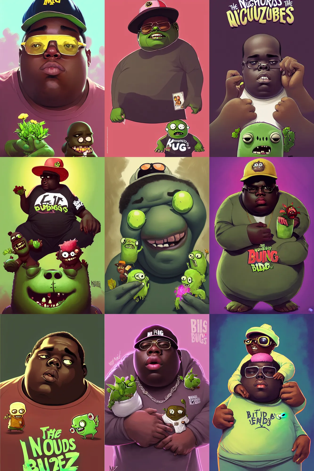 Prompt: the notorious b. i. g. as a cute cuddle fuzee plants vs zombies, shaded lighting poster by magali villeneuve, artgerm, jeremy lipkin and michael garmash, rob rey and kentaro miura style, trending on art station