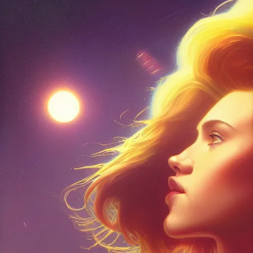 a close-up of Scarlett Johansson as an astronaut, long | Stable ...