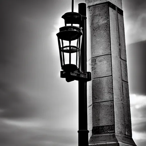 Image similar to a lamp - post, award winning black and white photography