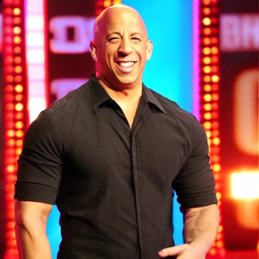 Prompt: vin diesel as howie mandel on deal or no deal