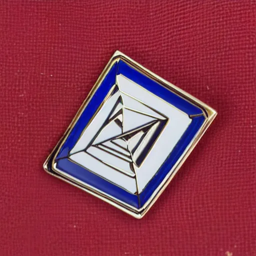 Image similar to a diamond enamel pin depicting a caution label, smooth curves