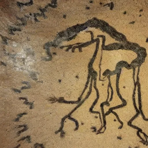 Prompt: cave painting of a dank meme