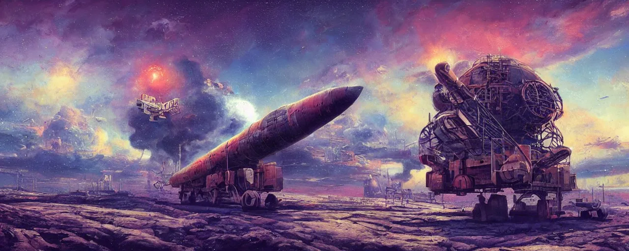 Prompt: ” ancient soviet spy satellite, [ art by paul lehr, cinematic, detailed, epic, widescreen, opening, establishing, mattepainting, photorealistic, realistic textures, octane render ] ”