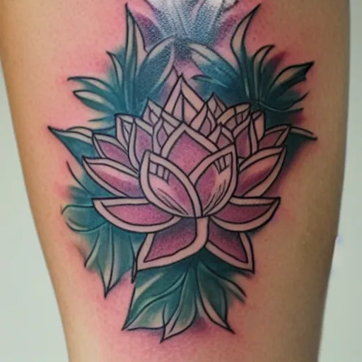 Prompt: lotus flower tattoo