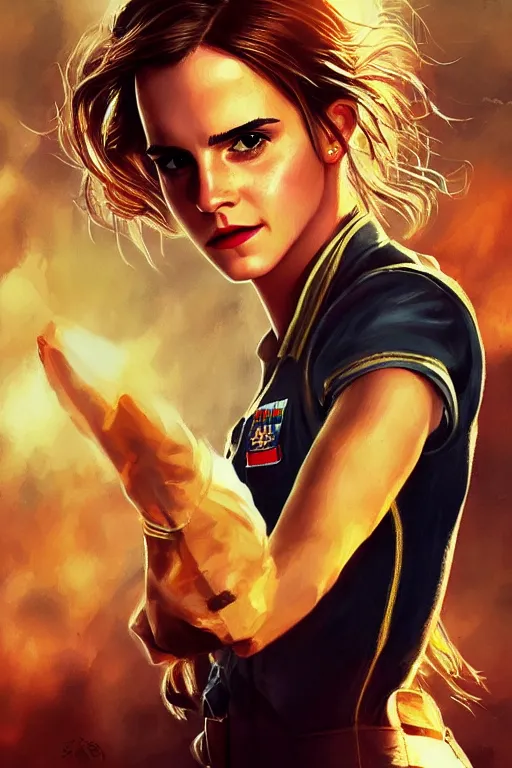 Prompt: a selfie of Emma Watson in the movie: Top Gun: Maverick, fantasy, intricate, young and cute girl, highly detailed, digital painting, artstation, concept art, smooth, sharp focus, illustration