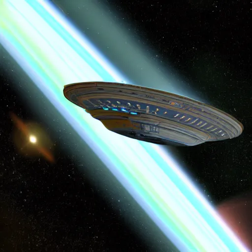 Image similar to Ultramodern Star Trek ship orbiting neutron star