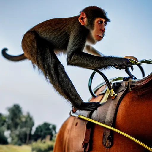Image similar to monkey riding a mechanical horse
