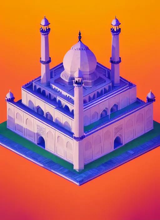 Prompt: a low poly isometric render of taj mahal in the style of monument valley, intricate, elegant, smooth shading, soft lighting, illustration, simple, solid shapes, by magali villeneuve, jeremy lipkin and michael garmash, rob rey and kentaro miura style, octane render