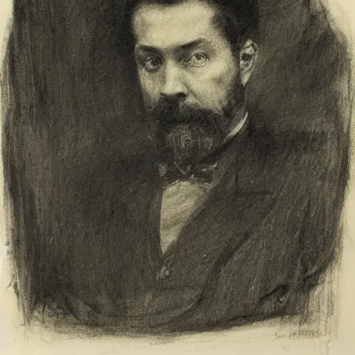 Image similar to portrait of an occult detective by alfred stevens in charcoal