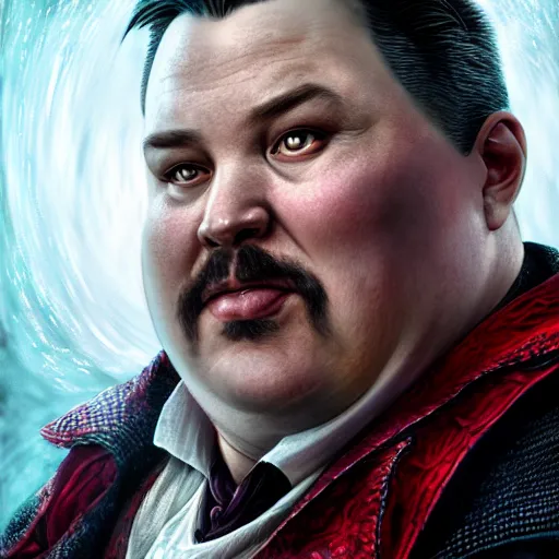 Prompt: hyperrealistic mixed media image of a morbidly obese dr. strange, stunning 3 d render inspired art by istvan sandorfi and greg rutkowski, perfect facial symmetry, realistic, highly detailed attributes and atmosphere, dim volumetric cinematic lighting, 8 k octane extremely hyper - detailed render, post - processing, masterpiece,