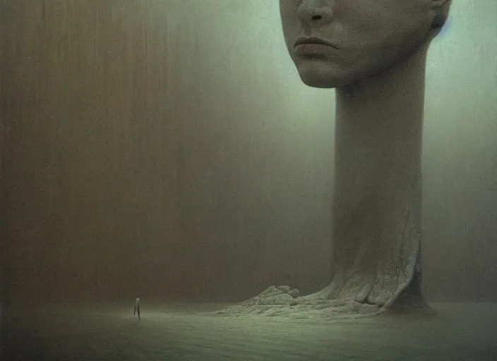 Prompt: the subconscious mind by zdzislaw beksinski, oil on canvas, epic scale, detailed, hyper - realistic