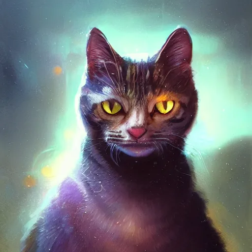 Image similar to highly detailed closeup portrait of a cat, in disney, stephen bliss, unreal engine, art by greg rutkowski, loish, rhads, ferdinand knab, makoto shinkai and lois van baarle, ilya kuvshinov, rossdraws, tom bagshaw, global illumination, radiant light, detailed and intricate environment