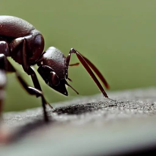 Prompt: close up photograph of an ant watching tv