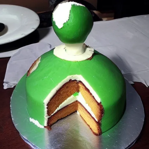 Image similar to a grenade cut in half, it's actually a cake inside