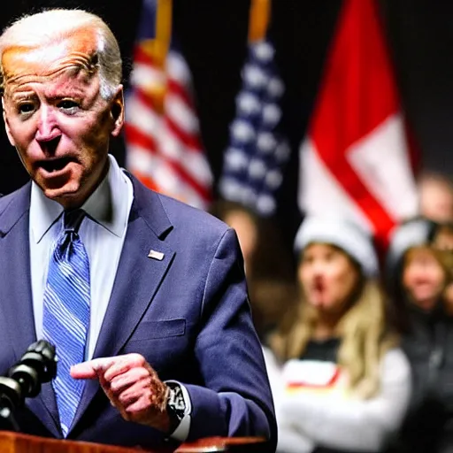 Prompt: joe biden getting really angry at the baby miners for being late to work, pointing at his watch and the babies are covered in coal and jelly, michaelangelo in miami during a snow storm at the airport