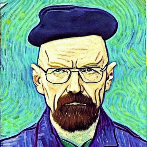 Prompt: Walter White painted by Vincent Van Gogh