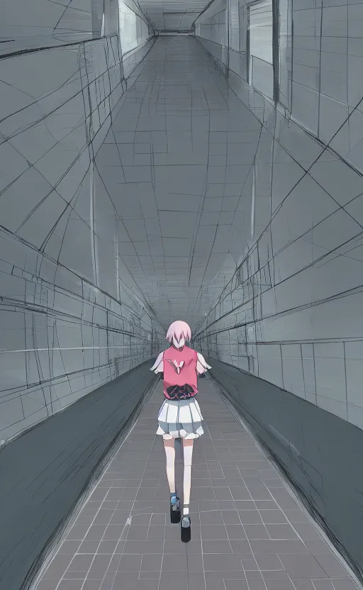 Prompt: an anime girl facing forward with a soft smile, illustrated in three point perspective, beautiful anime scene, professional digital art, 4k ultra