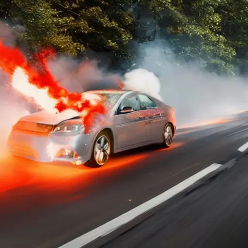 Prompt: photograph of a car right as it explodes, 1,000,000fps camera, 4k