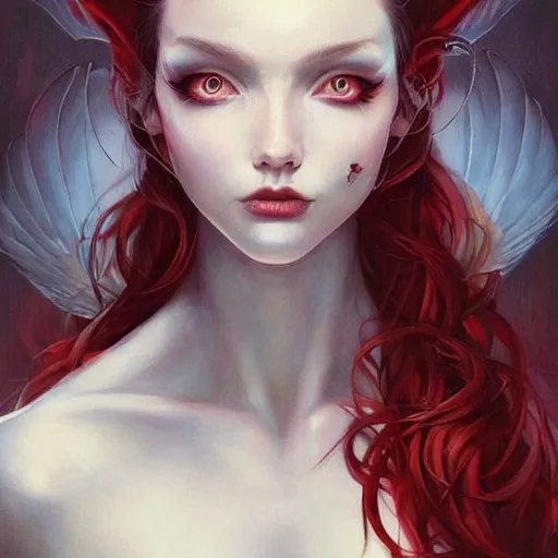 Image similar to a beautiful painting representative of the art style of artgerm + wlop + gerald brom