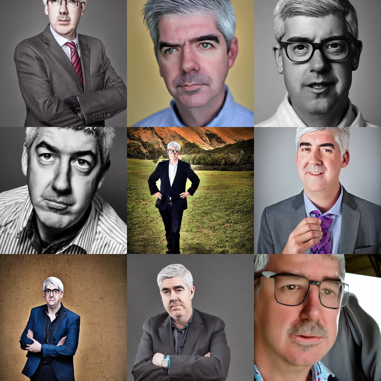 Prompt: portrait photograph, Shaun Micallef