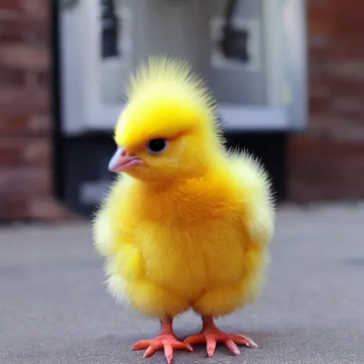 Image similar to cute baby chick dressed as an inmate