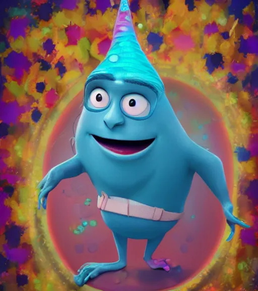 Image similar to a cute wizard hyperdetailed pixar style