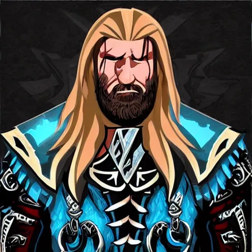 Image similar to Wrestler Triple H dressed as the Lich King from World of Warcraft, Cartoony, World of Warcraft art style