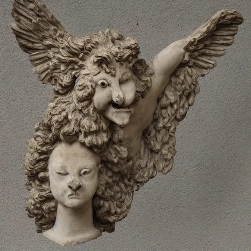 Prompt: statue Human-headed winged lion