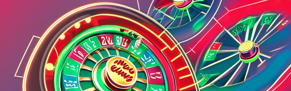 Prompt: web illustration of a casino wheel seen from top in a neon style