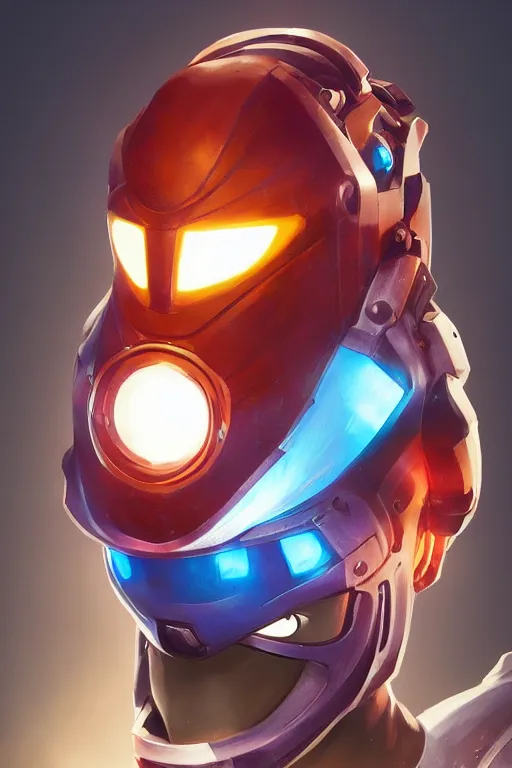 Image similar to epic mask helmet robot ninja portrait stylized as fornite style game design fanart by concept artist gervasio canda, behance hd by jesper ejsing, by rhads, makoto shinkai and lois van baarle, ilya kuvshinov, rossdraws global illumination radiating a glowing aura global illumination ray tracing hdr render in unreal engine 5