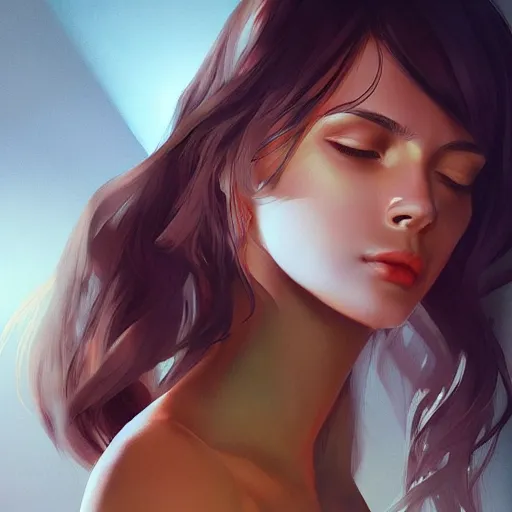 Image similar to sunlight comes creeping in, illuminates our skin, digital art, artstation