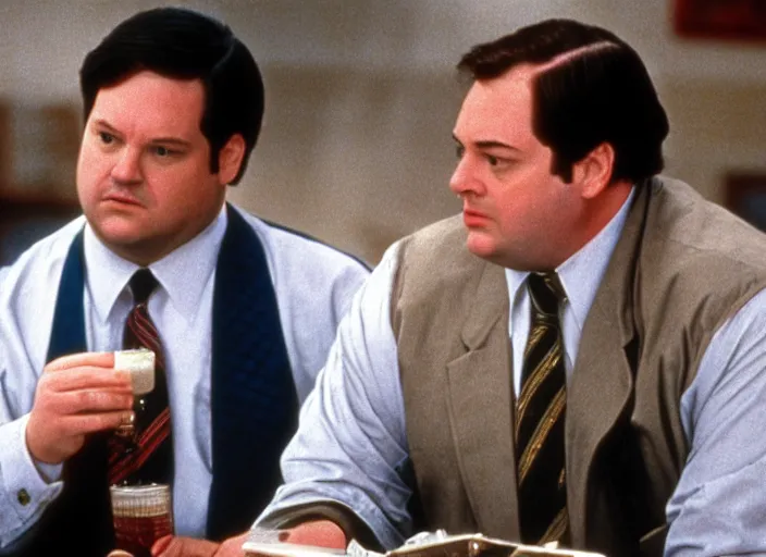 Image similar to Kevin Malone as Gordon Gecko in Wall Street 1987