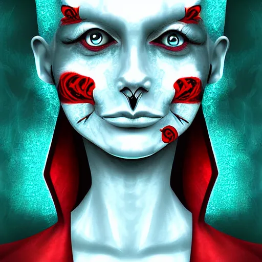 Image similar to Personification of evil, digital art