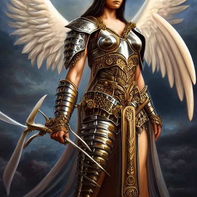 Prompt: beautiful!! angel warrior with ornate armour and robes artgerm anne stokes highly detailed 8 k hdr smooth sharp focus high resolution award - winning photo photorealistic