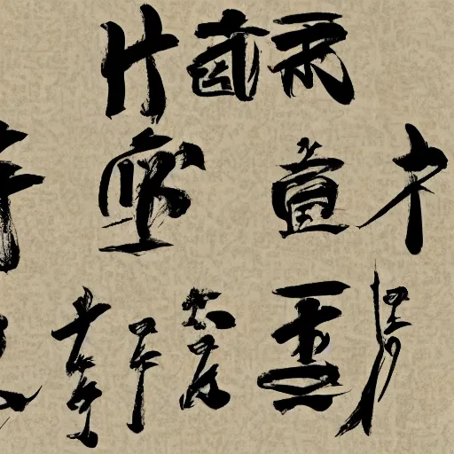 Prompt: japanese kanji in artistic painting style 4k texture post denoised grey tint