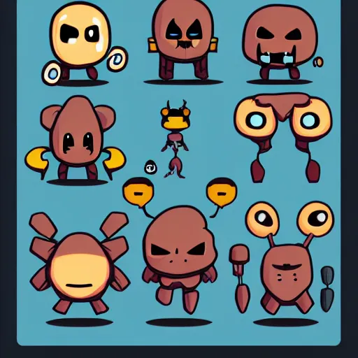 Prompt: binding of isaac game asset animated vector creature