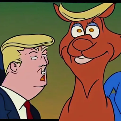 Image similar to Donald trump in Scooby-Doo, Where Are You? (1969) cartoon animation, screen capture from episode 10