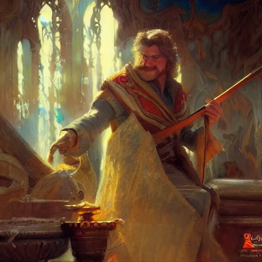 Prompt: master wizard, highly detailed painting by gaston bussiere, craig mullins, j. c. leyendecker, 8 k